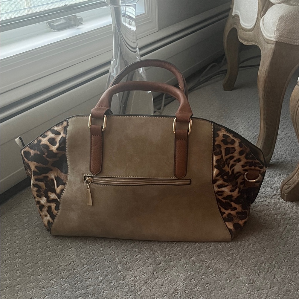 Elegant Tan and Leopard Women's Satchel